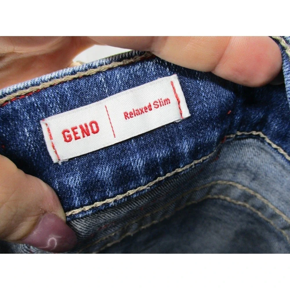True Religion Jeans Mens 44 Geno Relaxed Slim Stretch Denim Medium Wash Logo